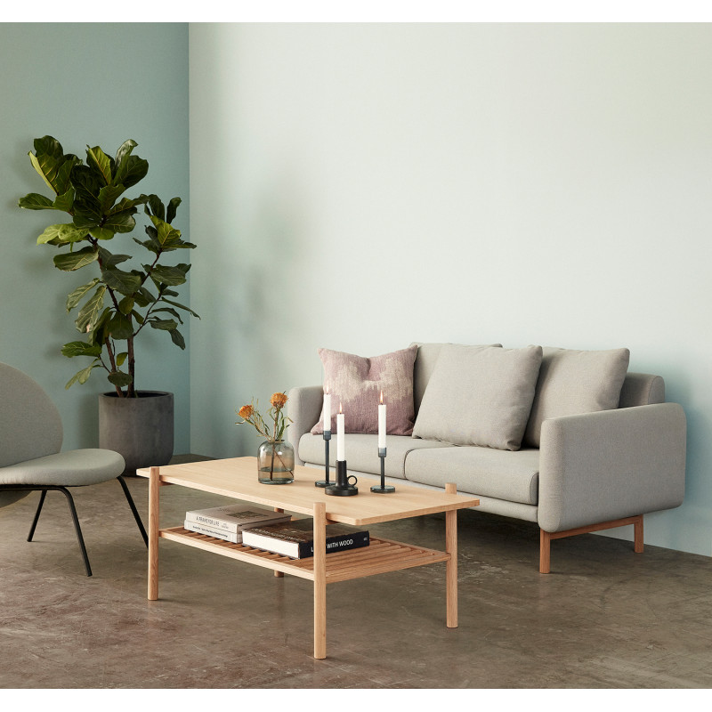 Table basse moderne Rectangulaire 1 étagère en Bois MDF Naturel Effet chêne Acorn Hübsch - 2