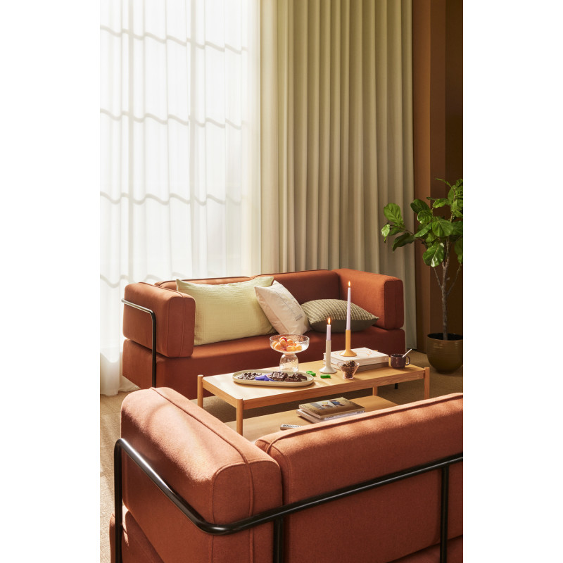 Grande Table basse moderne Rectangulaire 1 étagère en Bois MDF Naturel Placage chêne Seize Hübsch - 6
