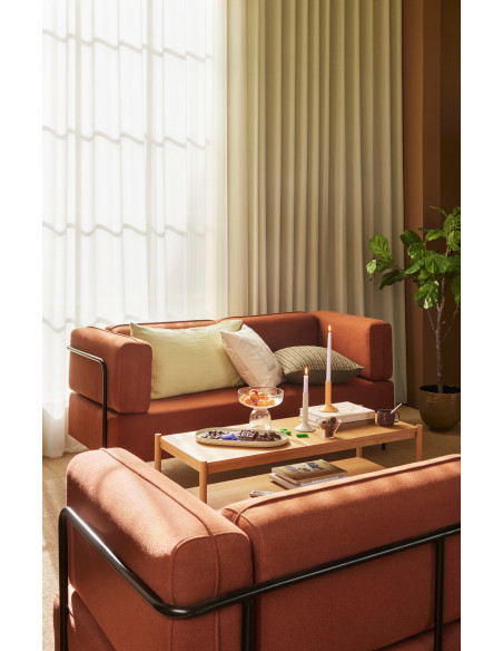 Grande Table basse moderne Rectangulaire 1 étagère en Bois MDF Naturel Placage chêne Seize Hübsch - 6