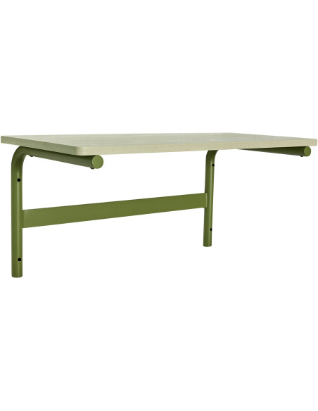 Bureau mural moderne 80 cm en Bois MDF Gris Placage chêne Métal Vert Koi - 1