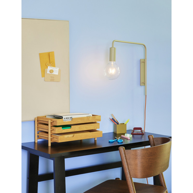 Bureau moderne en Bois MDF Noir Placage chêne Poke Hübsch - 5