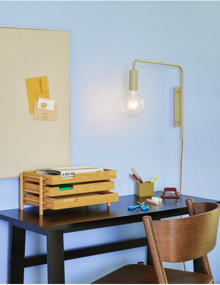 Bureau moderne en Bois MDF Noir Placage chêne Poke Hübsch - 5