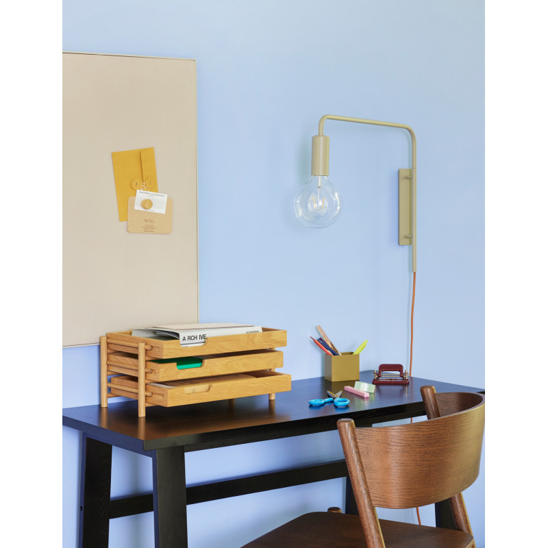 Bureau moderne en Bois MDF Noir Placage chêne Poke Hübsch - 6