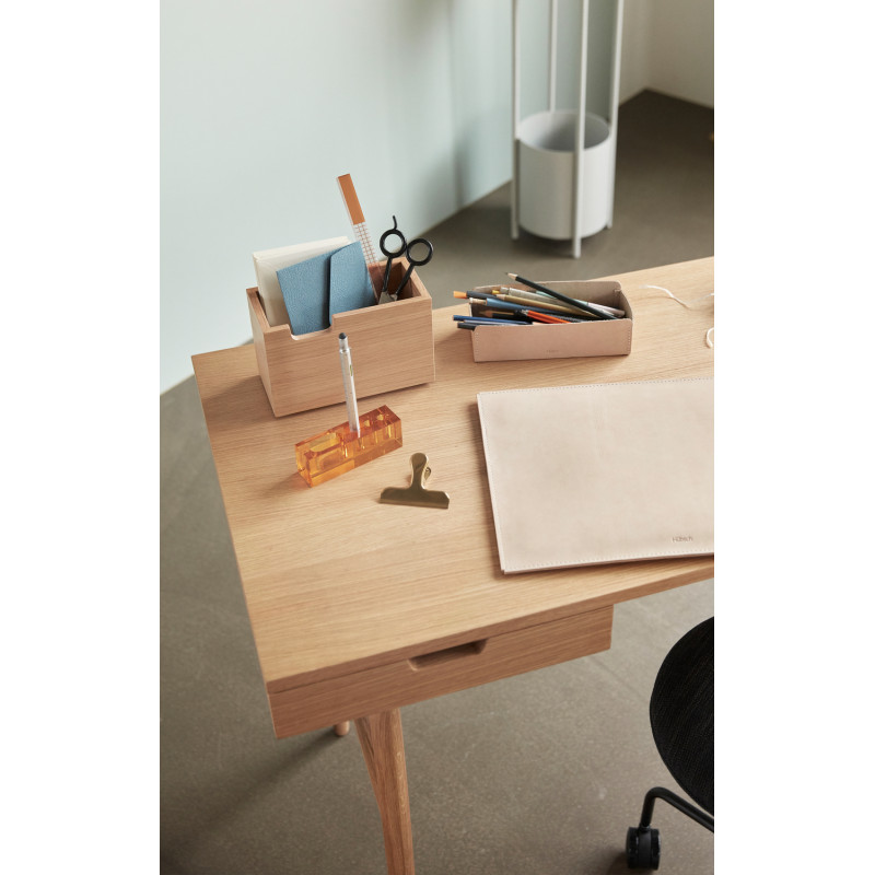 Bureau moderne 2 tiroirs 120 cm en Bois MDF Naturel Placage chêne Studio - 6