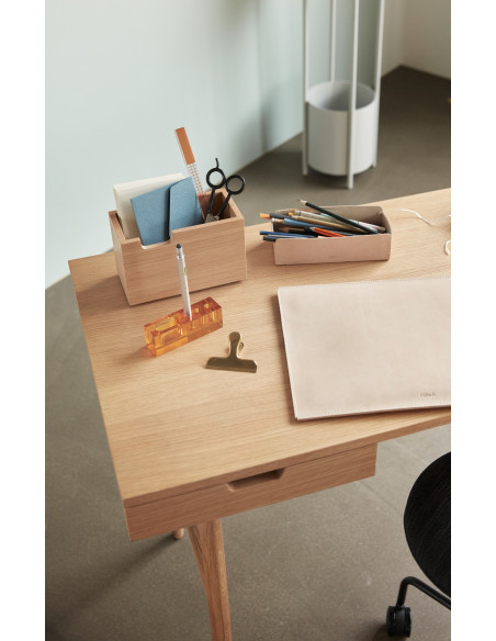 Bureau moderne 2 tiroirs 120 cm en Bois MDF Naturel Placage chêne Studio - 6