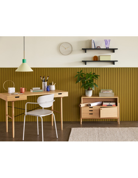 Bureau moderne 2 tiroirs 120 cm en Bois MDF Naturel Placage chêne Studio - 7