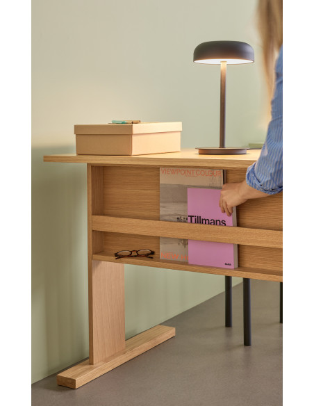 Grand Bureau moderne porte revues en Bois MDF Naturel Effet chêne Forma - 6