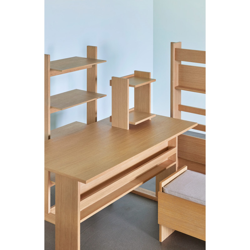 Grand Bureau moderne porte revues en Bois MDF Naturel Effet chêne Forma - 7