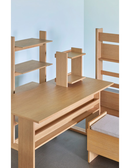 Grand Bureau moderne porte revues en Bois MDF Naturel Effet chêne Forma - 7