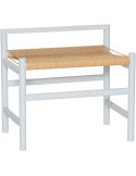 Banc gris clair en chêne et corde de papier 60 x 40 x 55 cm Heritage
