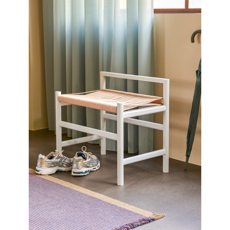 Petit Banc moderne 60 cm en Bois de chêne Gris clair Papier Naturel Heritage - 6