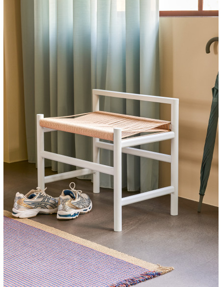 Petit Banc moderne 60 cm en Bois de chêne Gris clair Papier Naturel Heritage - 6