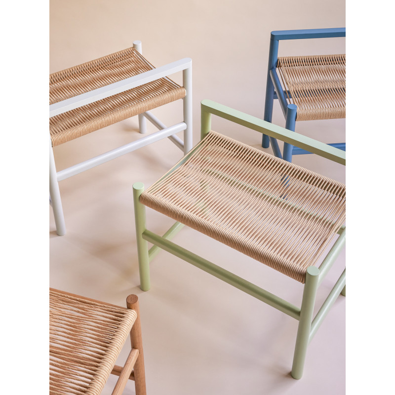 Petit Banc moderne 60 cm en Bois de chêne Gris clair Papier Naturel Heritage - 7