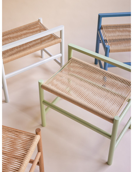 Petit Banc moderne 60 cm en Bois de chêne Gris clair Papier Naturel Heritage - 7