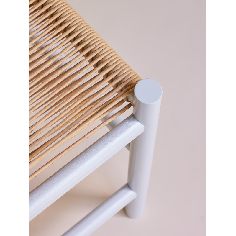 Petit Banc moderne 60 cm en Bois de chêne Gris clair Papier Naturel Heritage - 9