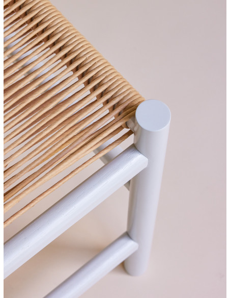 Petit Banc moderne 60 cm en Bois de chêne Gris clair Papier Naturel Heritage - 9