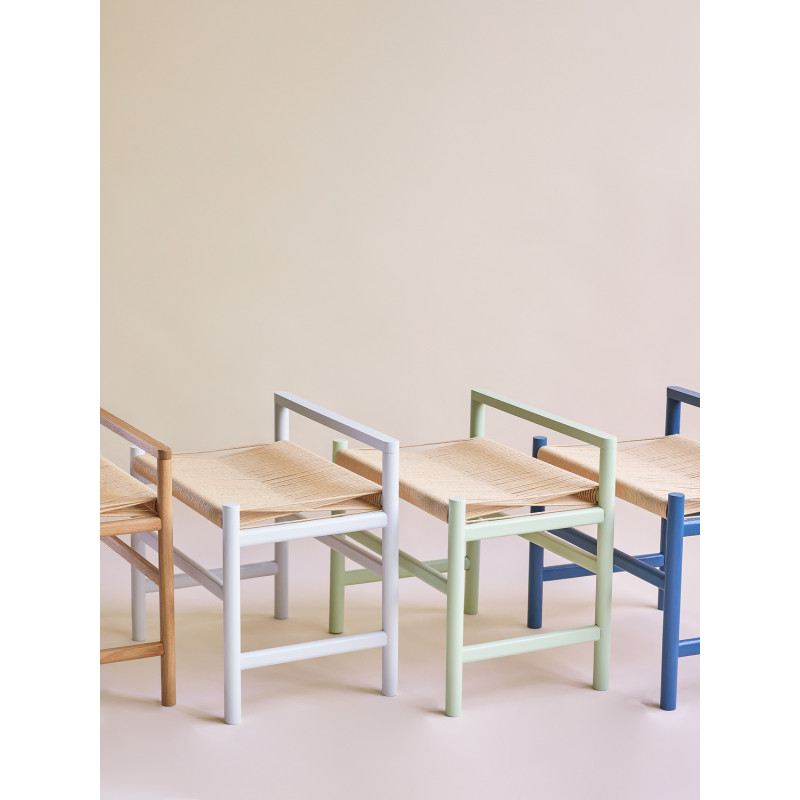 Petit Banc moderne 60 cm en Bois de chêne Gris clair Papier Naturel Heritage - 10