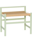 Banc vert clair en chêne et corde de papier 60 x 40 x 55 cm Heritage
