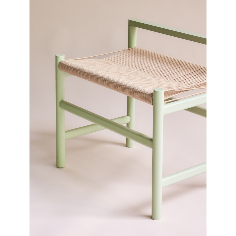 Petit Banc moderne 60 cm en Bois de chêne Vert clair Papier Naturel Heritage - 8