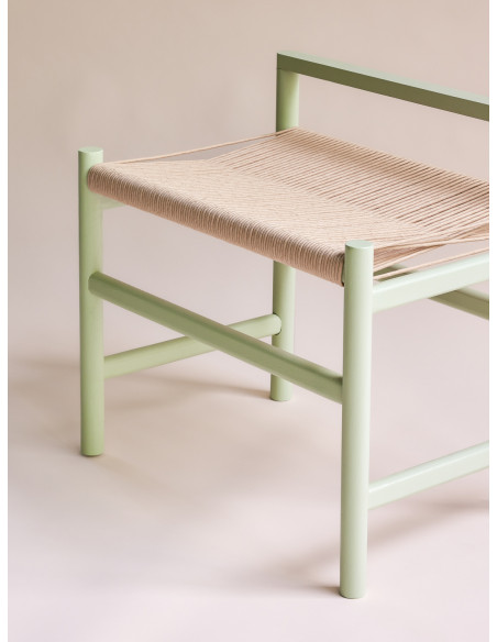Petit Banc moderne 60 cm en Bois de chêne Vert clair Papier Naturel Heritage - 8