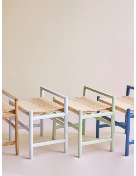 Petit Banc moderne 60 cm en Bois de chêne Vert clair Papier Naturel Heritage - 9