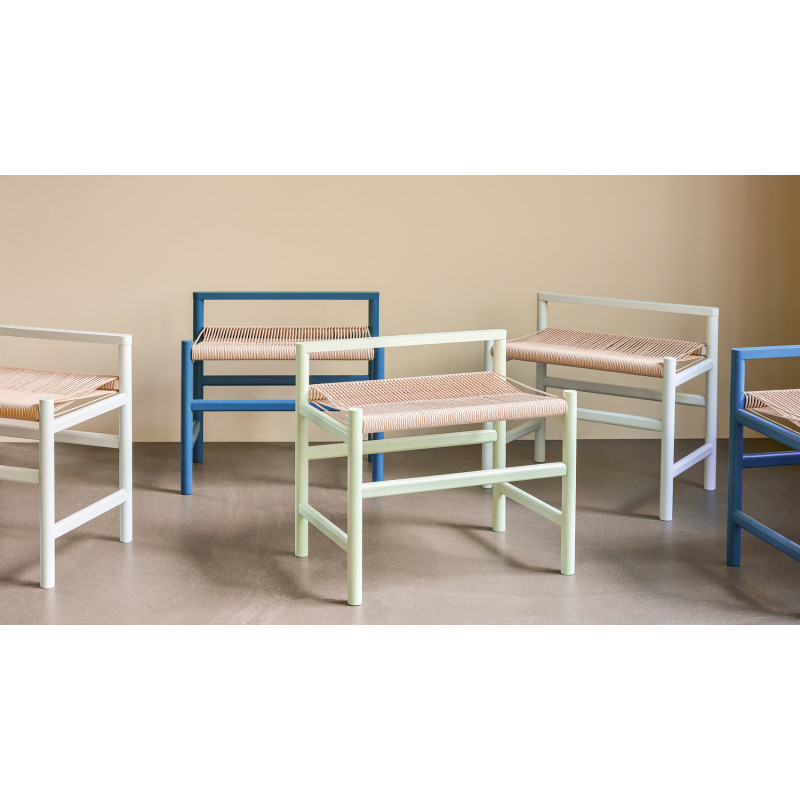 Petit Banc moderne 60 cm en Bois de chêne Bleu Papier Naturel Heritage - 5