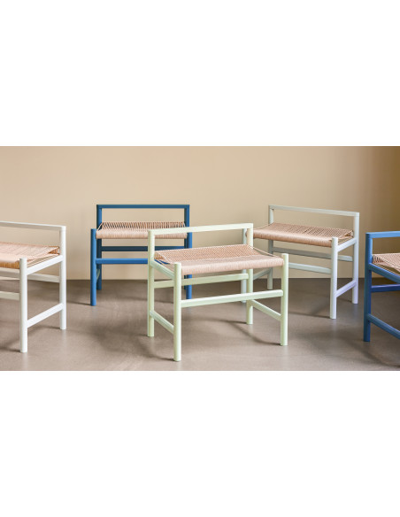 Petit Banc moderne 60 cm en Bois de chêne Bleu Papier Naturel Heritage - 5