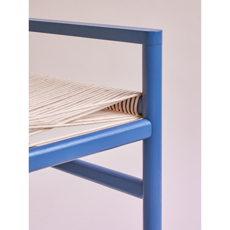 Petit Banc moderne 60 cm en Bois de chêne Bleu Papier Naturel Heritage - 7