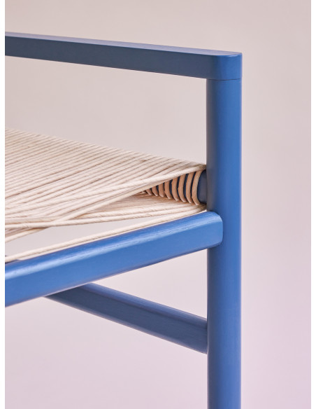 Petit Banc moderne 60 cm en Bois de chêne Bleu Papier Naturel Heritage - 7