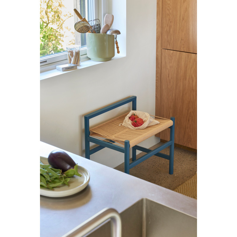 Petit Banc moderne 60 cm en Bois de chêne Bleu Papier Naturel Heritage - 8