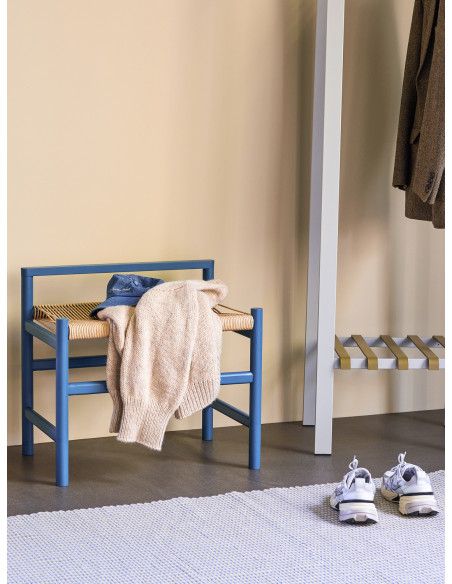 Petit Banc moderne 60 cm en Bois de chêne Bleu Papier Naturel Heritage - 9