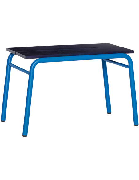 Petit Banc moderne 70 cm en Bois MDF Bleu foncé Placage chêne Métal Bleu Koi - 1
