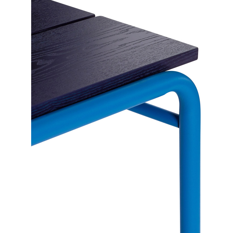 Petit Banc moderne 70 cm en Bois MDF Bleu foncé Placage chêne Métal Bleu Koi - 4