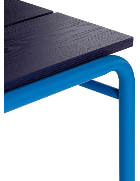 Petit Banc moderne 70 cm en Bois MDF Bleu foncé Placage chêne Métal Bleu Koi - 4