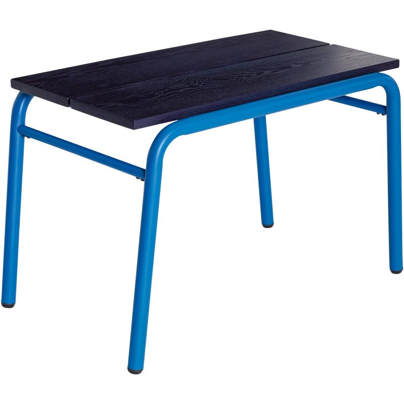 Petit Banc moderne 70 cm en Bois MDF Bleu foncé Placage chêne Métal Bleu Koi - 5