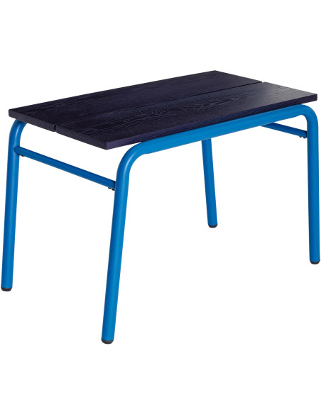 Petit Banc moderne 70 cm en Bois MDF Bleu foncé Placage chêne Métal Bleu Koi - 5