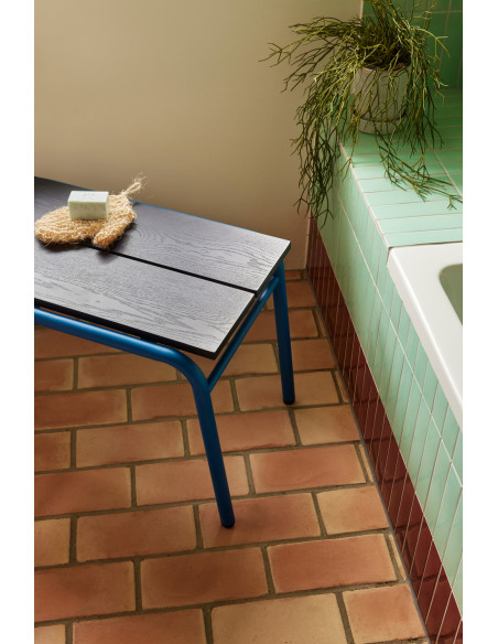 Petit Banc moderne 70 cm en Bois MDF Bleu foncé Placage chêne Métal Bleu Koi - 7