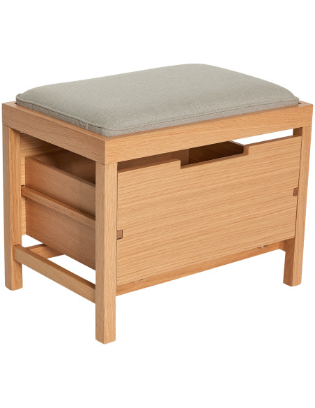 Banc d'entrée moderne 1 tiroir en Tissu Sable Bois MDF Naturel Placage chêne Bifi - 4