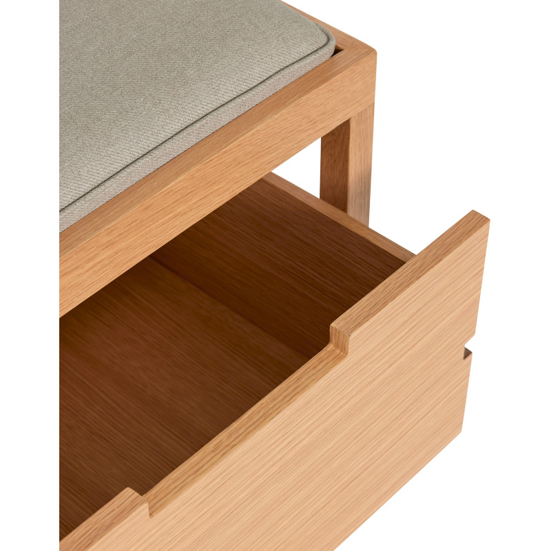 Banc d'entrée moderne 1 tiroir en Tissu Sable Bois MDF Naturel Placage chêne Bifi - 3