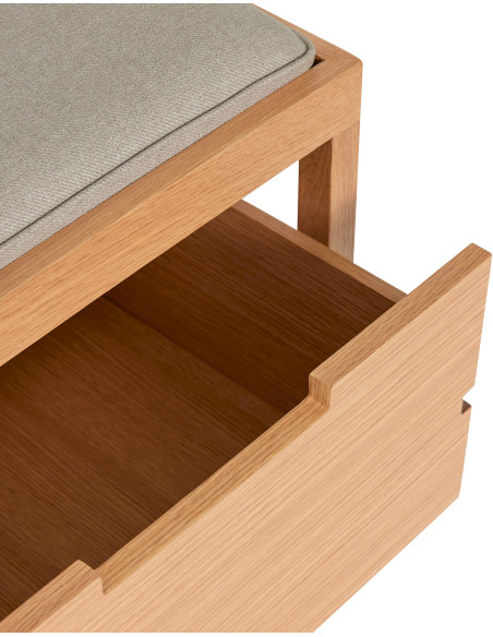 Banc d'entrée moderne 1 tiroir en Tissu Sable Bois MDF Naturel Placage chêne Bifi - 3