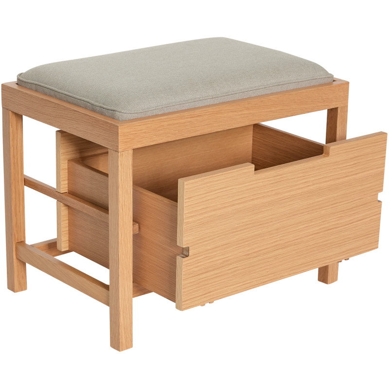 Banc d'entrée moderne 1 tiroir en Tissu Sable Bois MDF Naturel Placage chêne Bifi - 5