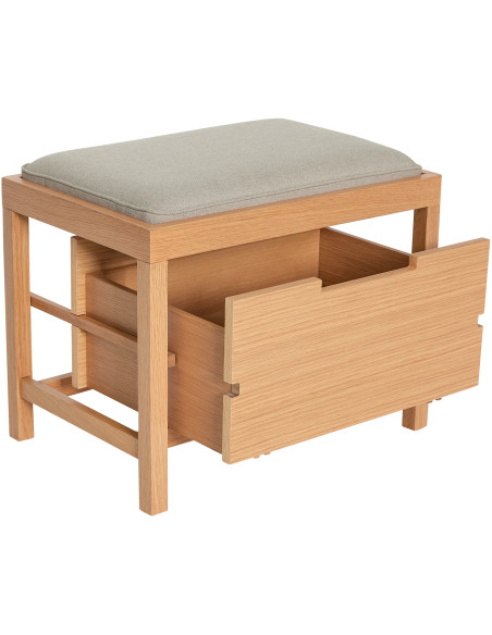 Banc d'entrée moderne 1 tiroir en Tissu Sable Bois MDF Naturel Placage chêne Bifi - 5