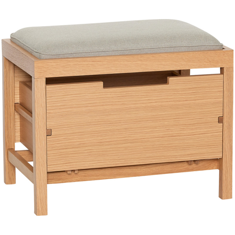 Banc d'entrée moderne 1 tiroir en Tissu Sable Bois MDF Naturel Placage chêne Bifi - 1