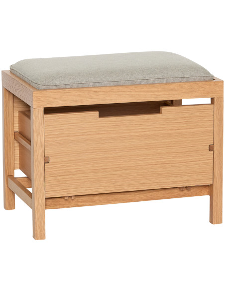 Banc d'entrée moderne 1 tiroir en Tissu Sable Bois MDF Naturel Placage chêne Bifi - 1