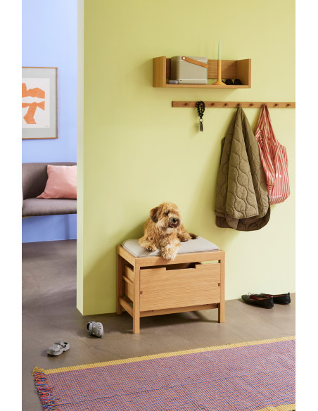 Banc d'entrée moderne 1 tiroir en Tissu Sable Bois MDF Naturel Placage chêne Bifi - 6