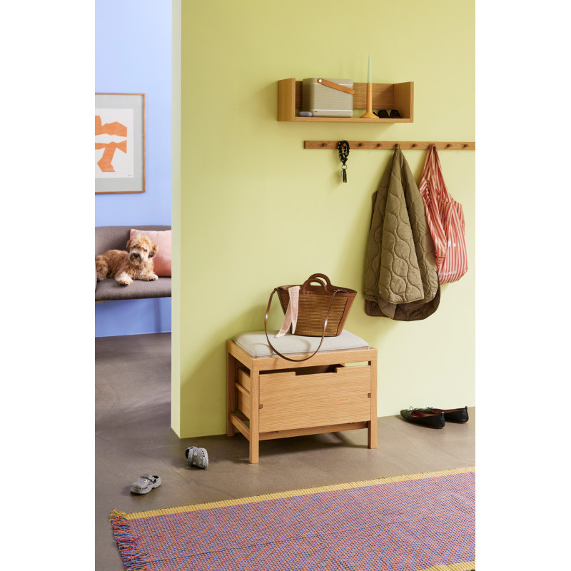 Banc d'entrée moderne 1 tiroir en Tissu Sable Bois MDF Naturel Placage chêne Bifi - 7