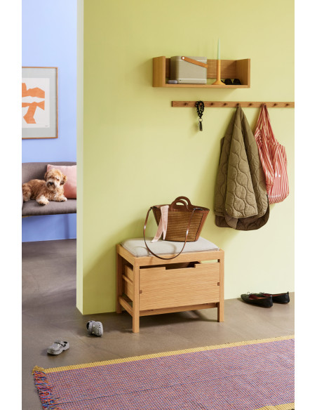 Banc d'entrée moderne 1 tiroir en Tissu Sable Bois MDF Naturel Placage chêne Bifi - 7