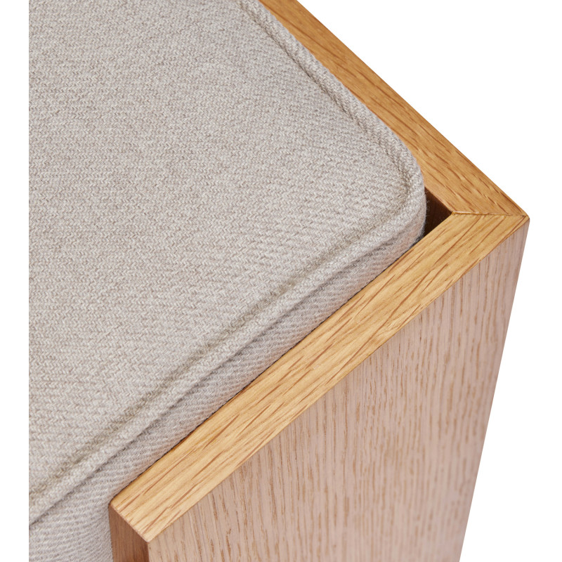 Pouf moderne carré 39 cm en Bois MDF Naturel Placage chêne Tissu Sable Forma - 4
