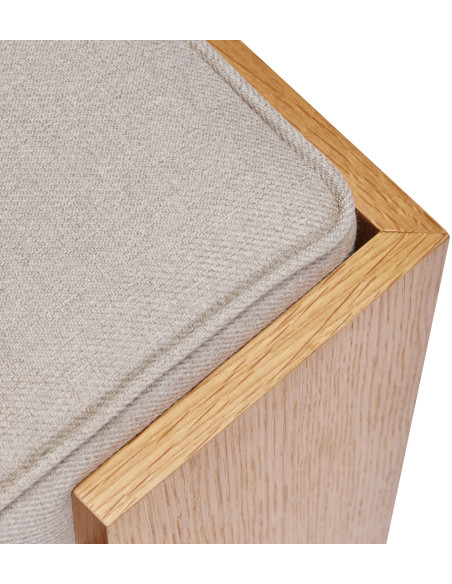 Pouf moderne carré 39 cm en Bois MDF Naturel Placage chêne Tissu Sable Forma - 4