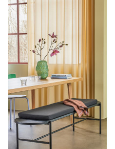 Banc moderne salle à manger 4 places en Tissu Bois d'eucalyptus Métal Noir Norm - 2